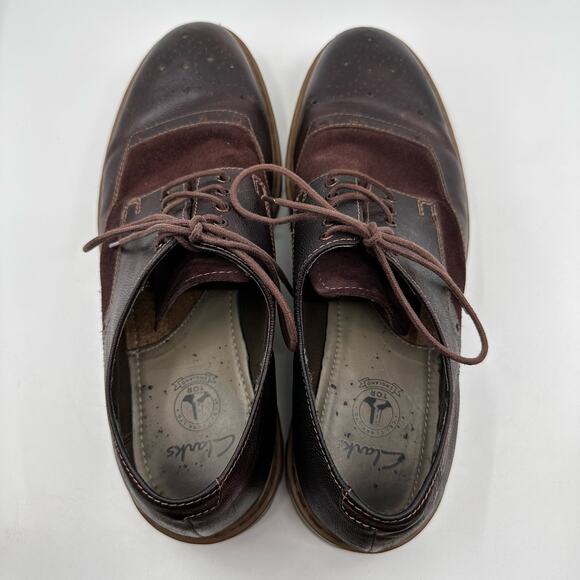 Clarks Mens Leather Upper Wingtip Dress Shoes Brown US 9.5 Lace-Up Office Formal - Picture 11 of 16
